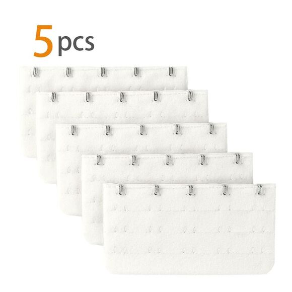 White 5 Rows Hook Eye Tape Extension Bra Strap Extender 5 Pcs for Lady - Picture 2 of 5